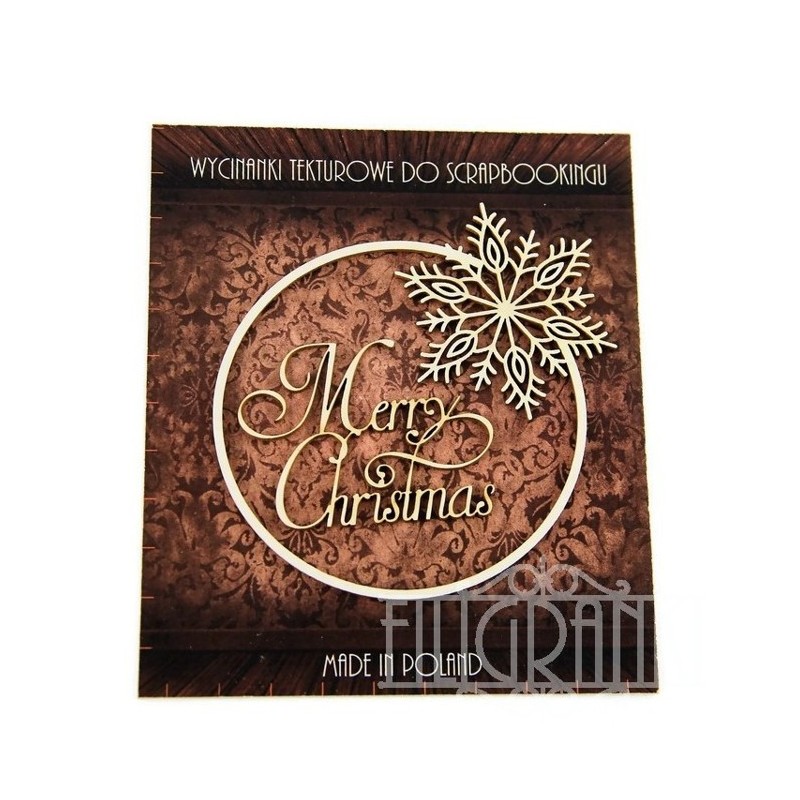 (XMAS_2_003)Filigranki Laser Cut Chipboards frame+Merry Christmas