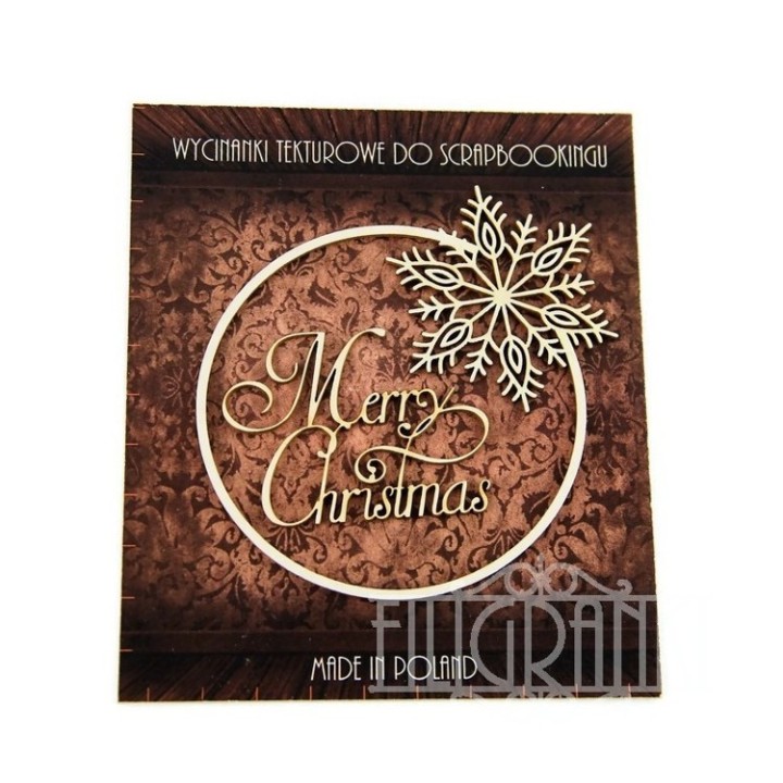 (XMAS_2_003)Filigranki Laser Cut Chipboards frame+Merry Christmas