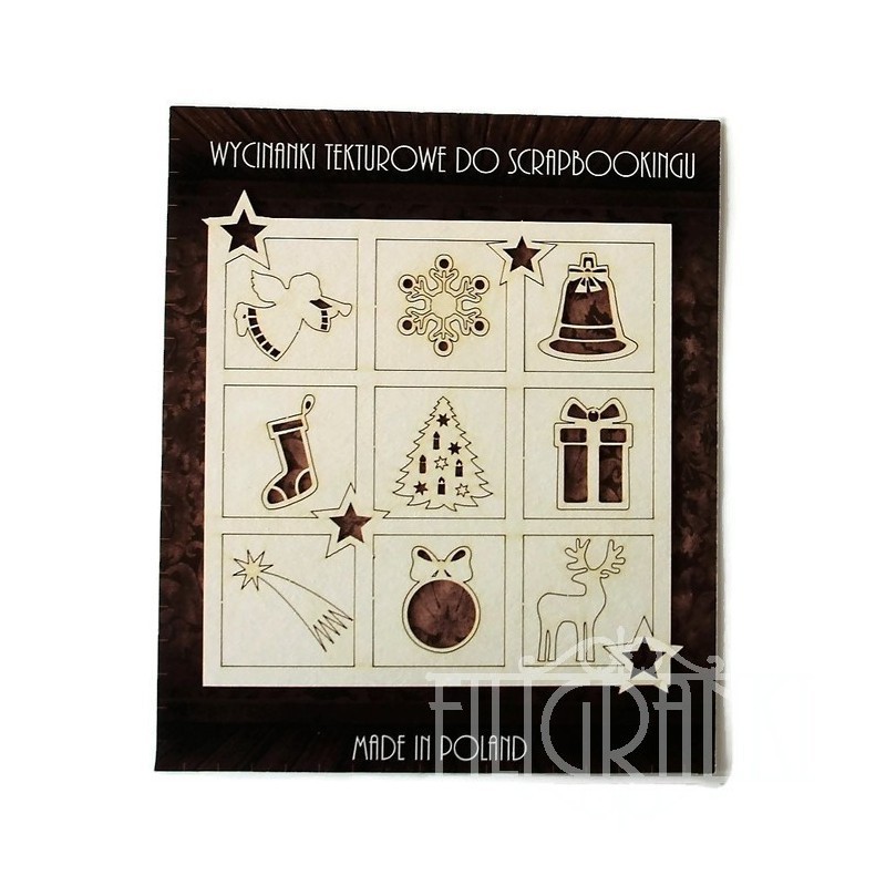 (XMAS_073)Filigranki Laser Cut Chipboards CHRISTMAS SHADOWBOX set 10 pcs