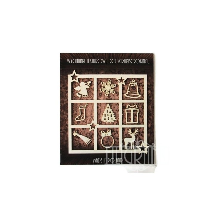 (XMAS_073)Filigranki Laser Cut Chipboards CHRISTMAS SHADOWBOX set 10 pcs