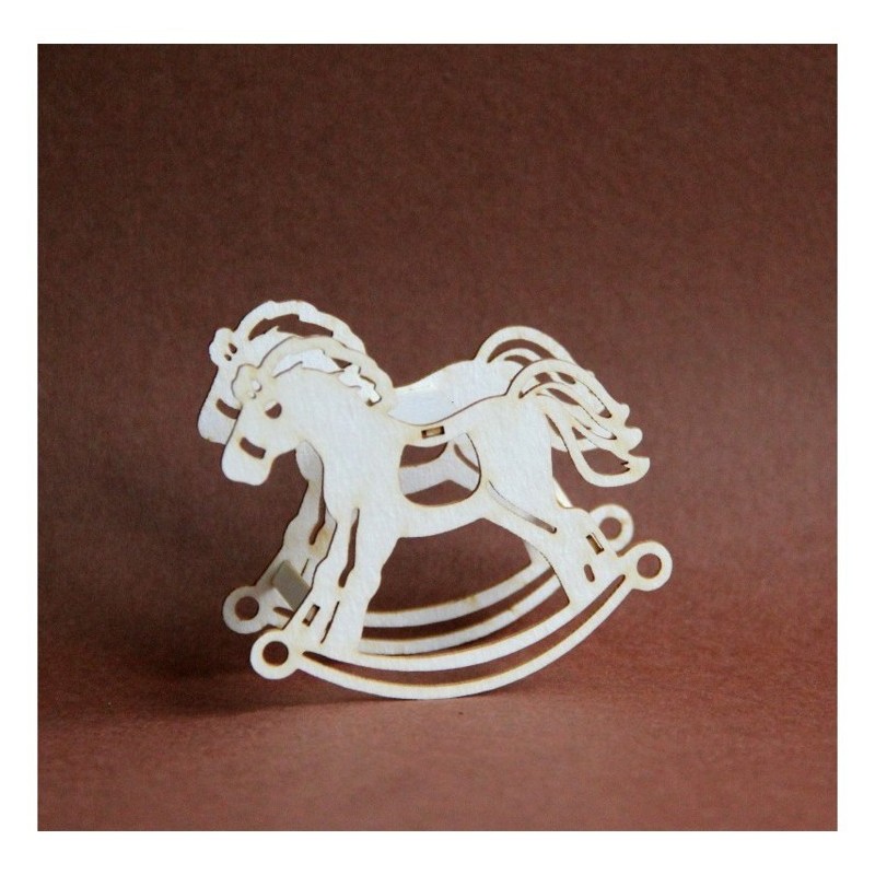 (3D_KONIK)Filigranki Laser Cut Chipboards 3D rocking horse