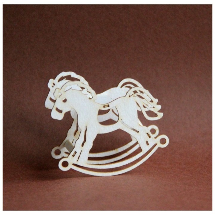 (3D_KONIK)Filigranki Laser Cut Chipboards 3D rocking horse