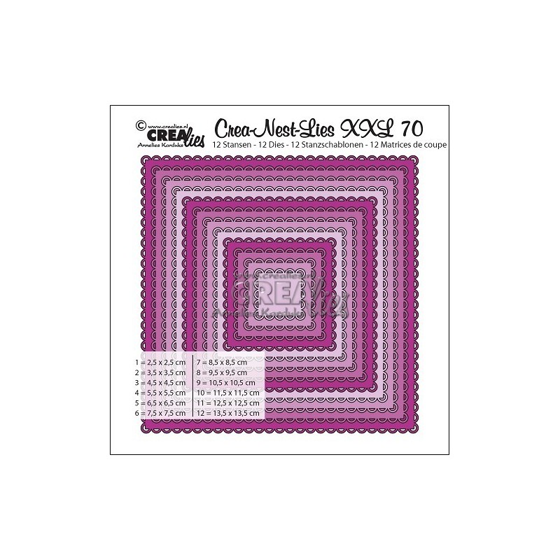 (CNLXXL70)Crealies Crea-Nest-Lies XXL no. 70 Squares with open scallop