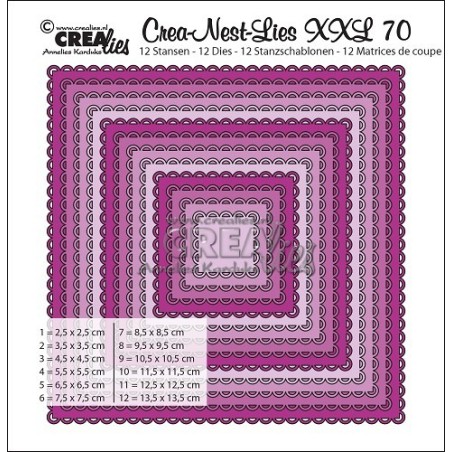 (CNLXXL70)Crealies Crea-Nest-Lies XXL no. 70 Squares with open scallop