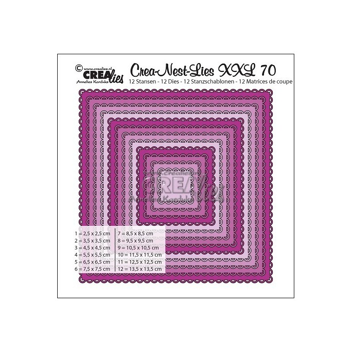 (CNLXXL70)Crealies Crea-Nest-Lies XXL no. 70 Squares with open scallop