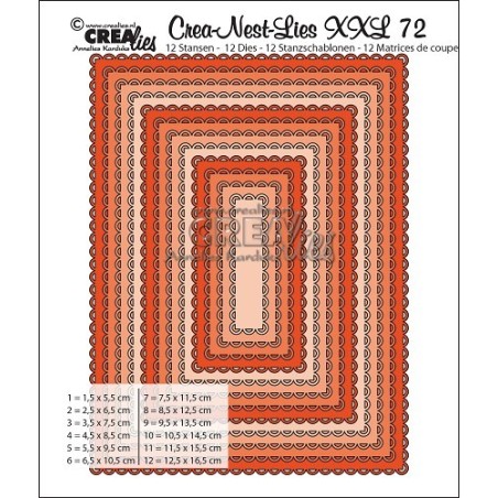 (CNLXXL72)Crealies Crea-Nest-Lies XXL no. 72 Rectangles with open scallop