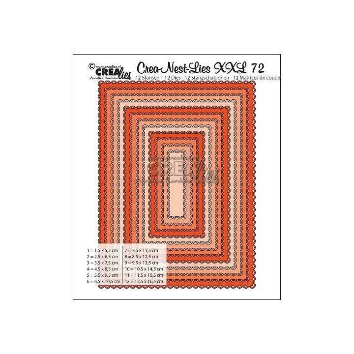(CNLXXL72)Crealies Crea-Nest-Lies XXL no. 72 Rectangles with open scallop