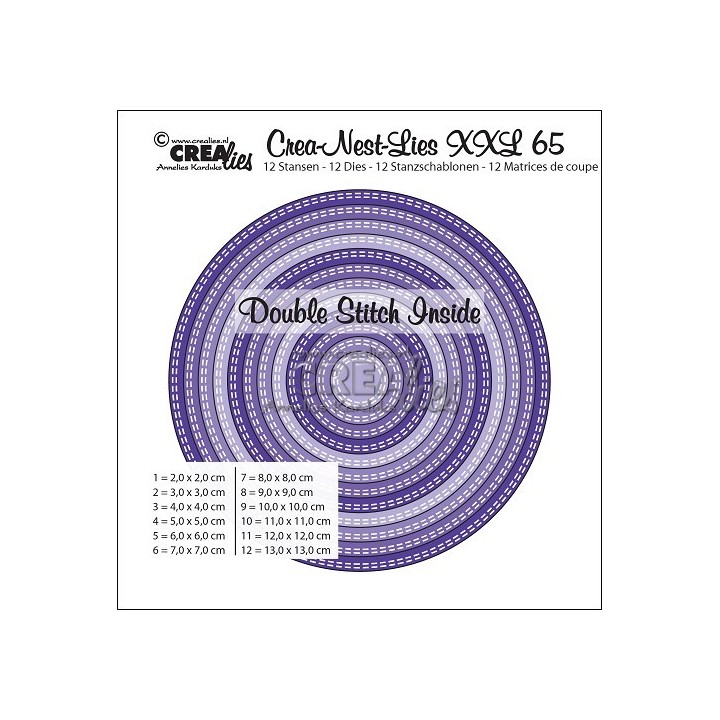 (CNLXXL65)Crealies Crea-Nest-dies XXL no 65 doub.stitch inside circles