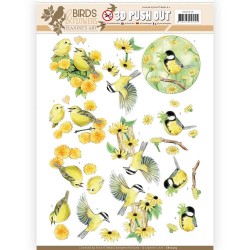 (SB10319)3D Pushout - Jeanine's Art - Birds and Flowers - Yellow birds