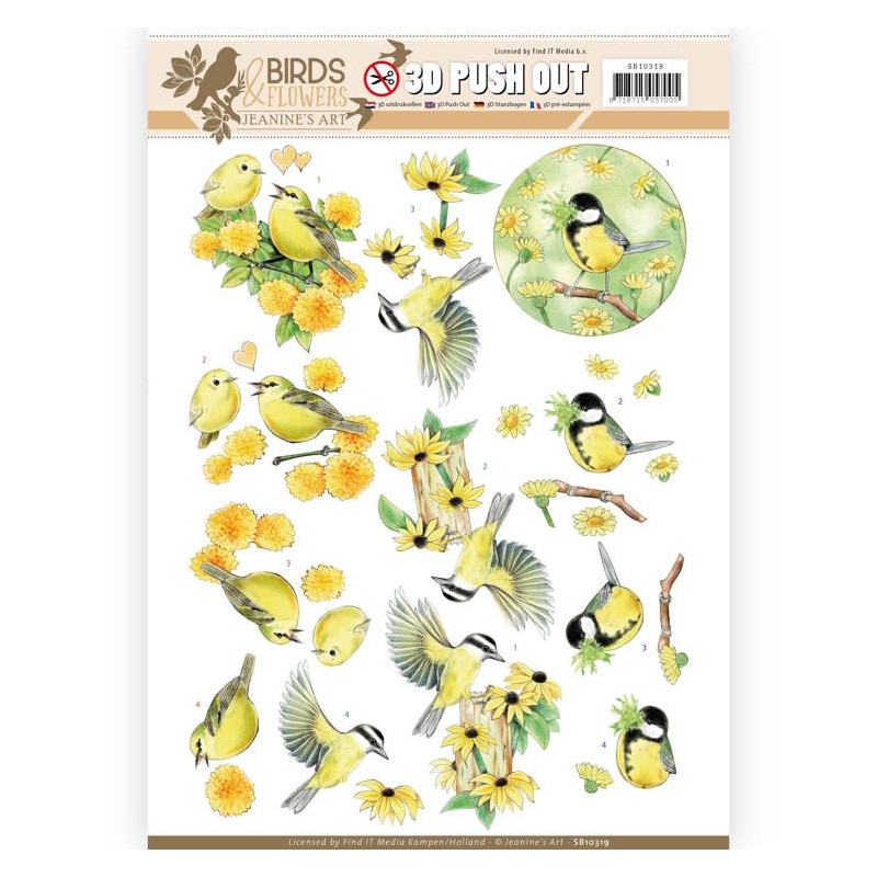 (SB10319)3D Pushout - Jeanine's Art - Birds and Flowers - Yellow birds