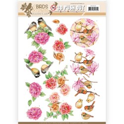 (SB10320)3D Pushout - Jeanine's Art - Birds and Flowers - Pink birds