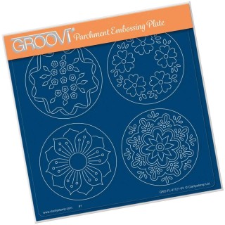 (GRO-FL-41121-03)Groovi Plate A5 JOSIE'S PARCHMENT TRADING CARD COIN BUTTERFLIES & HEARTS