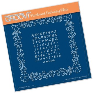 (GRO-PA-41124-03)Groovi Plate A5 JOSIE'S JOSIE'S FLORAL FRAME & ALPHABET