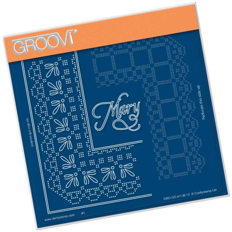 (GRO-GG-41136-12)Groovi Grid Piercing Plate MARY LACE FRAME CORNER DUET