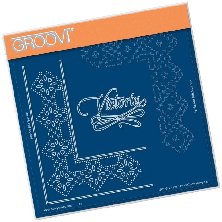 (GRO-GG-41137-12)Groovi Grid Piercing Plate VICTORIA LACE FRAME CORNER DUET