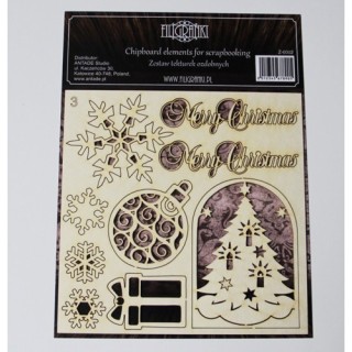 (ZESTAW_003)Filigranki Laser Cut Chipboards CHRISTMAS SET 9pcs