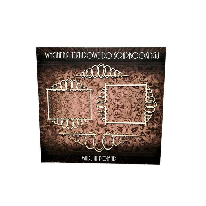 (ZESTAW_029)Filigranki Laser Cut Chipboards FRAMES and LINES SET 4pcs