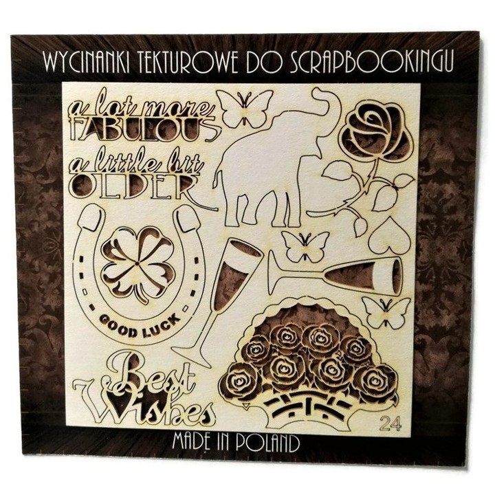 (ZESTAW_024)Filigranki Laser Cut Chipboards GOOD LUCK set 13pcs