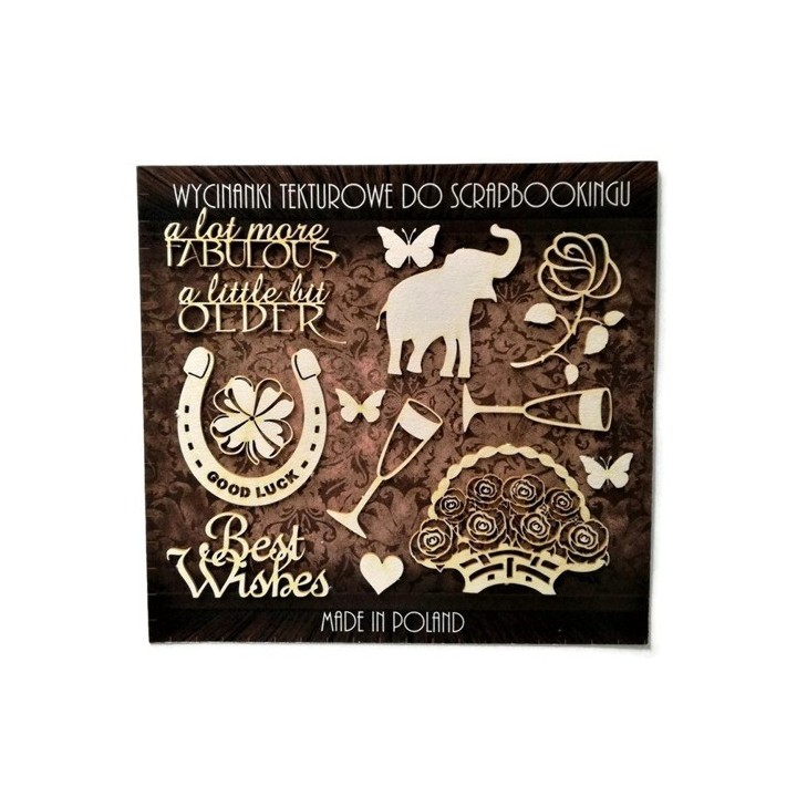 (ZESTAW_024)Filigranki Laser Cut Chipboards GOOD LUCK set 13pcs
