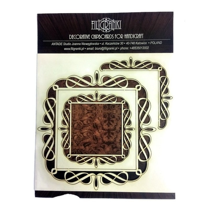 (ZESTAW_031)Filigranki Laser Cut Chipboards FRAMES & LINES set 4 pcs