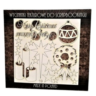 (ZESTAW_019)Filigranki Laser Cut Chipboards CHRISTMAS 18 pcs