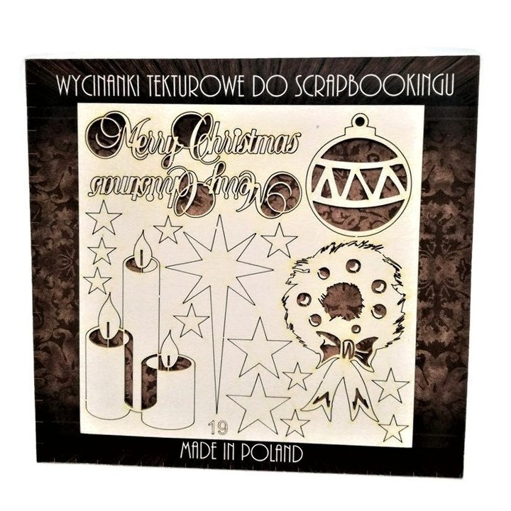 (ZESTAW_019)Filigranki Laser Cut Chipboards CHRISTMAS 18 pcs