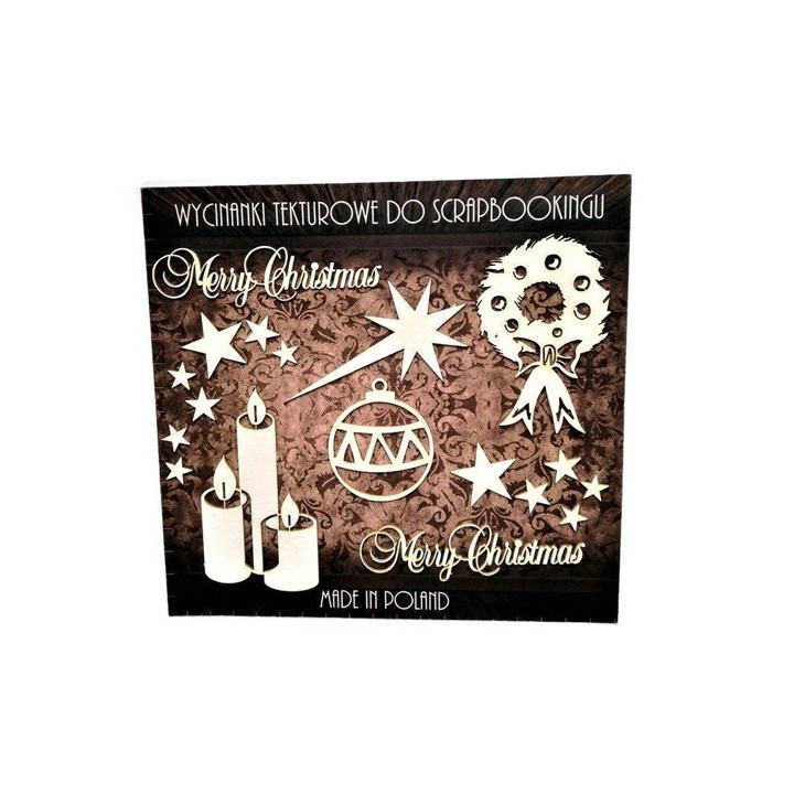 (ZESTAW_019)Filigranki Laser Cut Chipboards CHRISTMAS 18 pcs