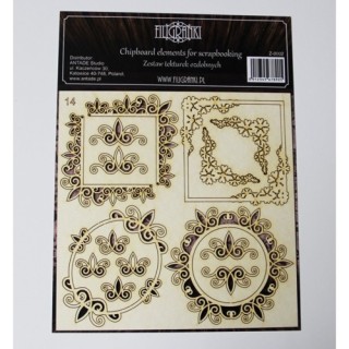 (ZESTAW_014)Filigranki Laser Cut Chipboards FRAMES AND CORNERS SET 15 pcs