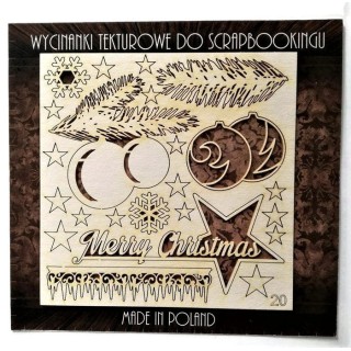 (ZESTAW_020)Filigranki Laser Cut Chipboards MERRY CHRISTMAS set 23pcs