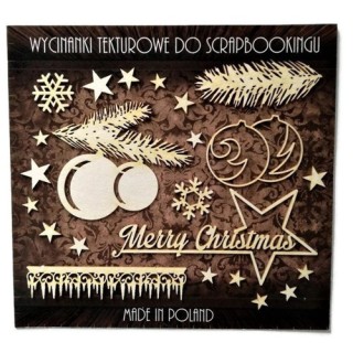 (ZESTAW_020)Filigranki Laser Cut Chipboards MERRY CHRISTMAS set 23pcs