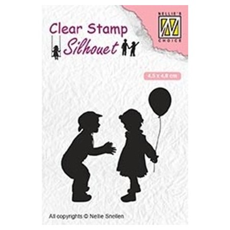 (SIL046)Nellie`s Choice Clearstamp - Children with balloon