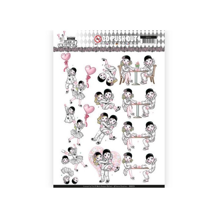 (SB10324)3D Pushout - Yvonne Creations- Pretty Pierrot 2 - Love is in the Air