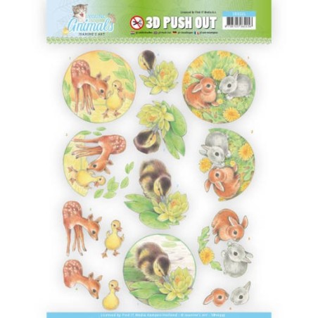 (SB10335)3D Pushout - Jeanine's Art - Young Animals - Ducklings and Rabbits