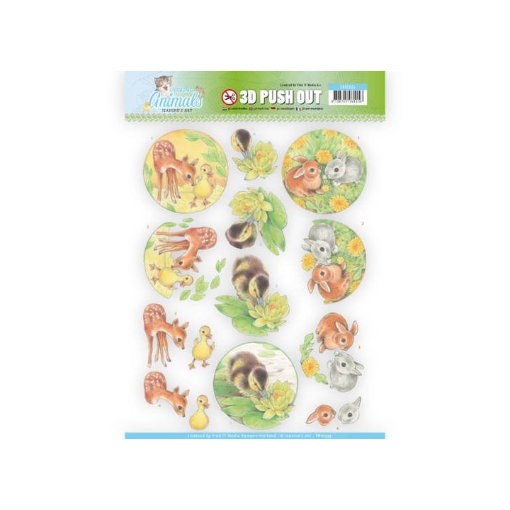 (SB10335)3D Pushout - Jeanine's Art - Young Animals - Ducklings and Rabbits