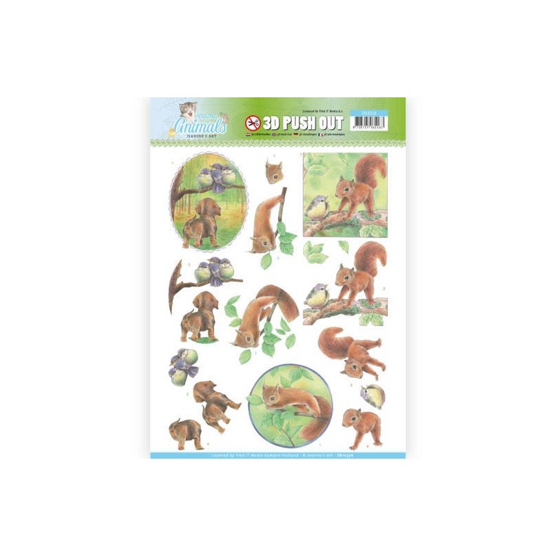 (SB10336)3D Pushout - Jeanine's Art - Young Animals - In the Forest