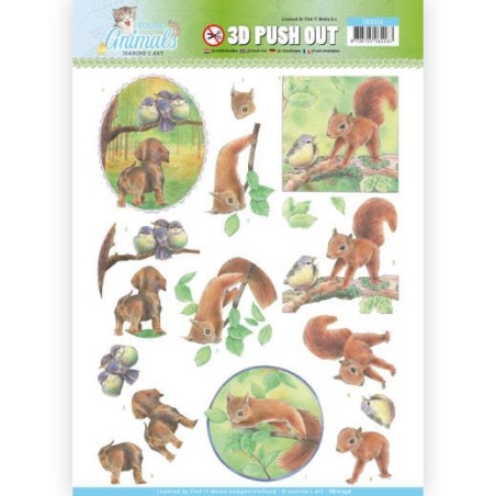 (SB10336)3D Pushout - Jeanine's Art - Young Animals - In the Forest