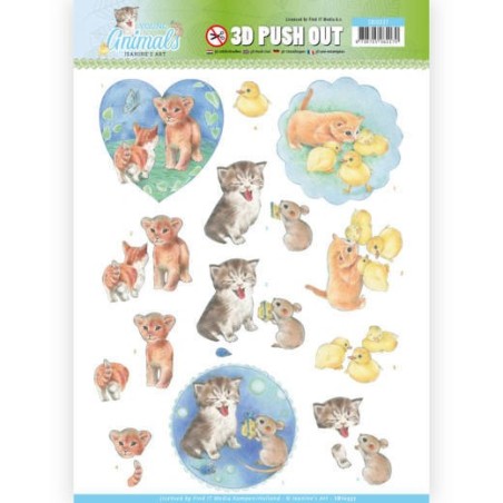 (SB10337)3D Pushout - Jeanine's Art - Young Animals - Kittens