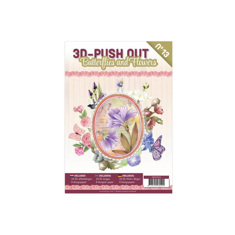 (3DPO10013)3D Push Out Book Butterflies and Flowers