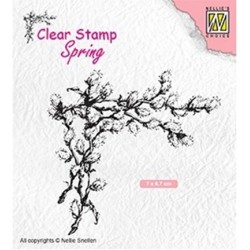 (SPCS009)Nellie`s Choice Clearstamp - Spring- Corner with willow catkins