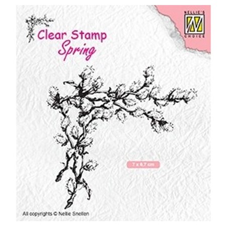 (SPCS009)Nellie`s Choice Clearstamp - Spring- Corner with willow catkins