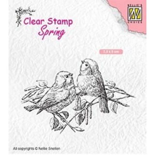 (SPCS011)Nellie`s Choice Clearstamp - Spring- Two birds