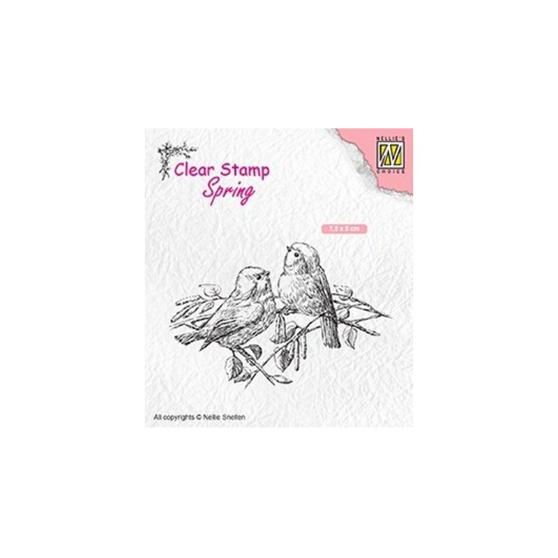 (SPCS011)Nellie`s Choice Clearstamp - Spring- Two birds
