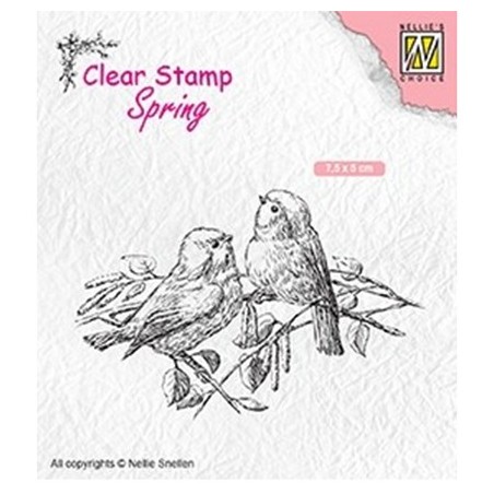 (SPCS011)Nellie`s Choice Clearstamp - Spring- Two birds