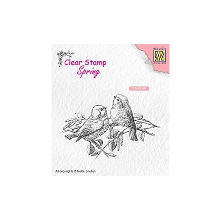 (SPCS011)Nellie`s Choice Clearstamp - Spring- Two birds