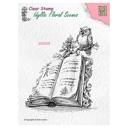 (IFS013)Nellie`s Choice Clearstamp - Book with owl