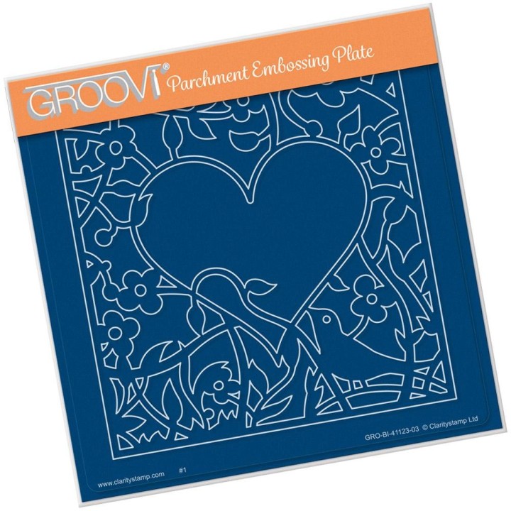 (GRO-BI-41123-03)Groovi Plate A5 BIRD HEART SPRIG