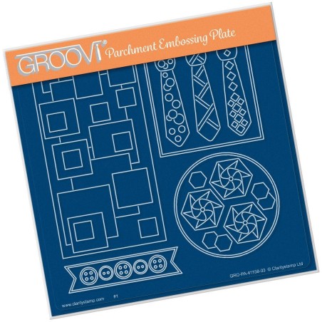 (GRO-PA-41158-03)Groovi Plate A5 TINA'S FUNKY TIES & BUTTONS