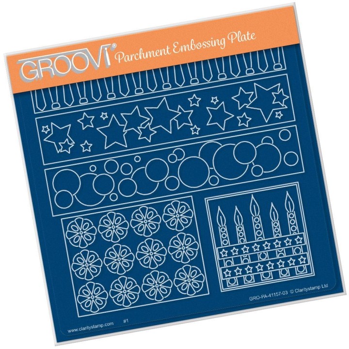 (GRO-PA-41157-03)Groovi Plate A5 TINA'S FUNKY STARS & CANDLES