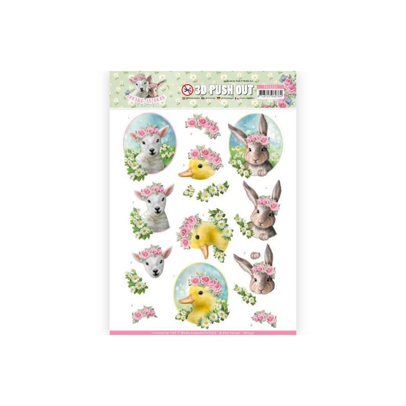 (SB10331)3D Pushout - Amy Design - Spring is Here - Baby Animals