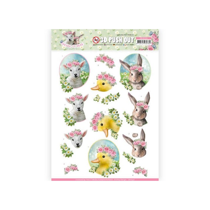 (SB10331)3D Pushout - Amy Design - Spring is Here - Baby Animals